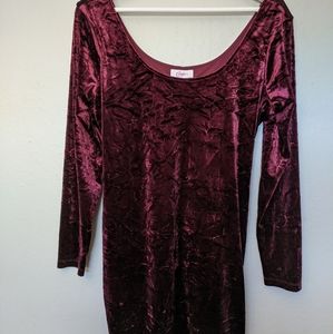 Tight scoop neck long sleeve velvet dress